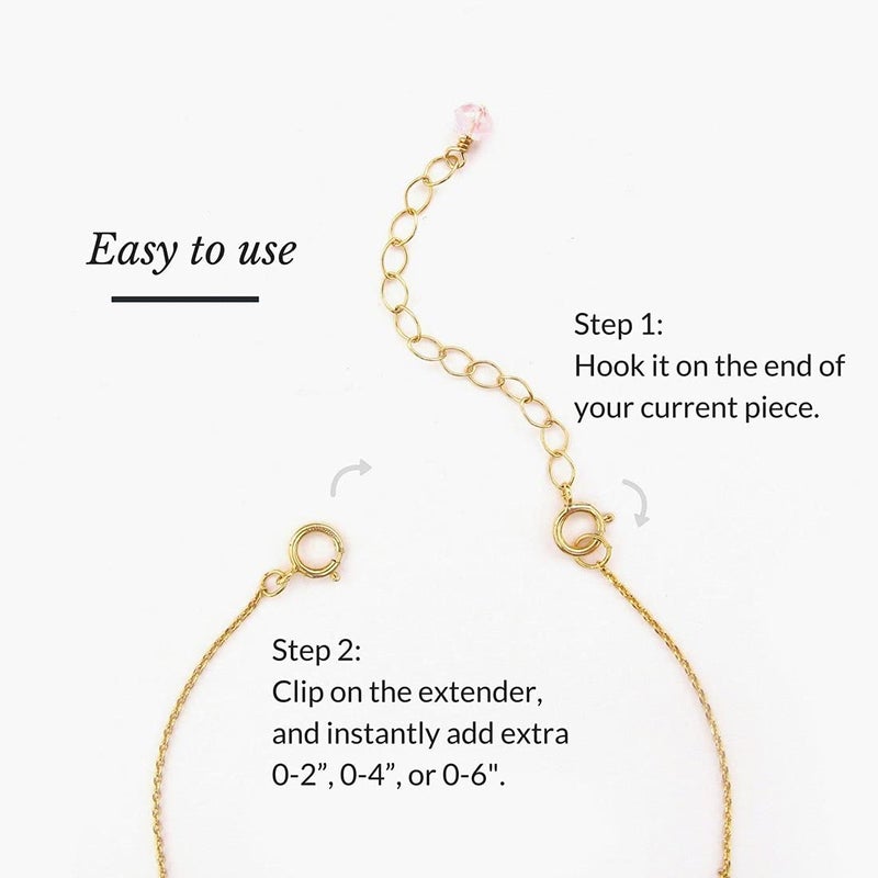 BENIQUE Necklace Extender for Women - 14K Gold Filled or Solid 925 Sterling Silver Extension, Medium Size Jewelry Chain Durable Strong Removable 2" 4" or 6" Made in USA - Image 5
